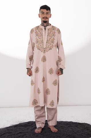 Chanderi Bird Embroidered Kurta Set 