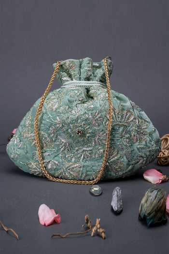 Eena Moss Green Embellished Potli Bag 
