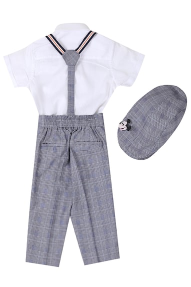Checkered pant & shirt set with suspender