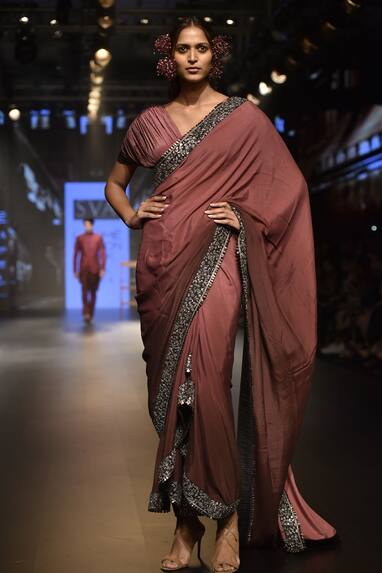 Embellished saree with pleated blouse