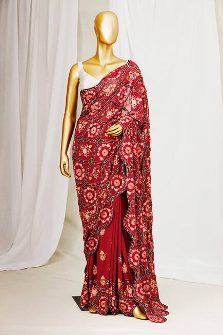 Floral Embroidered Saree