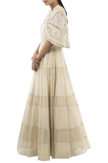 Anarkali With Embroidered Cape 