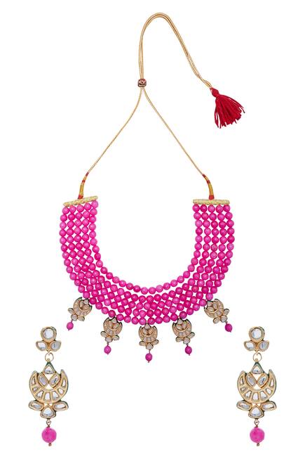 Multi-Layered Bead Necklace With Earrings set