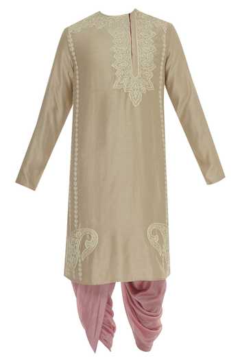 Gold Kurta Imported Silk Dhoti Pant main image 1