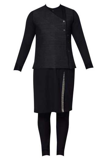 Black Bundi Kurta Trouser Set