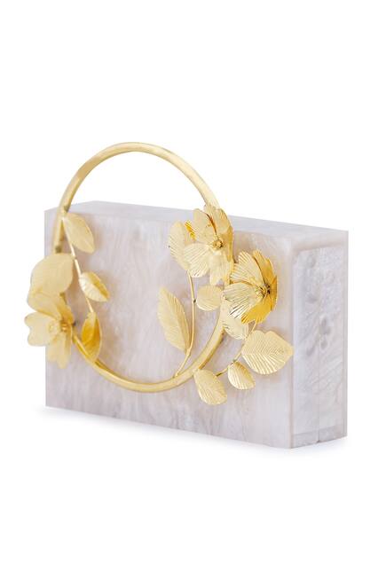 Floral Embellished Box Clutch