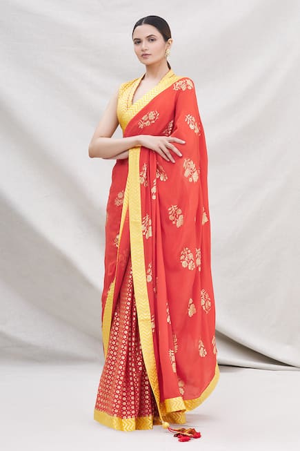 Floral Print Saree with Blouse