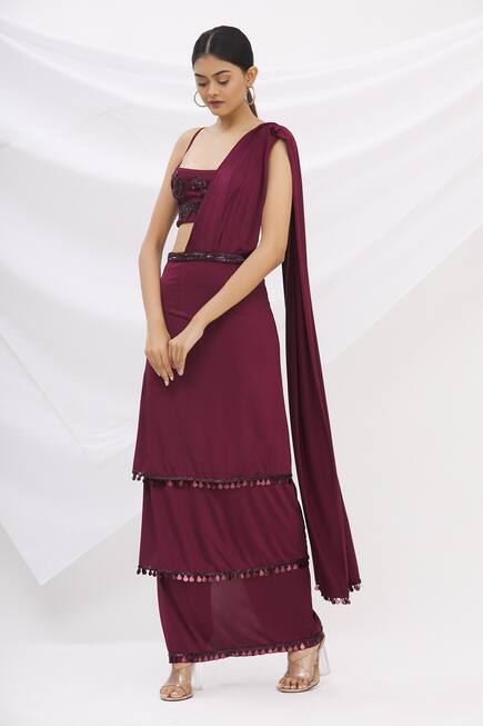 Layered Pre-Draped Saree with Blouse