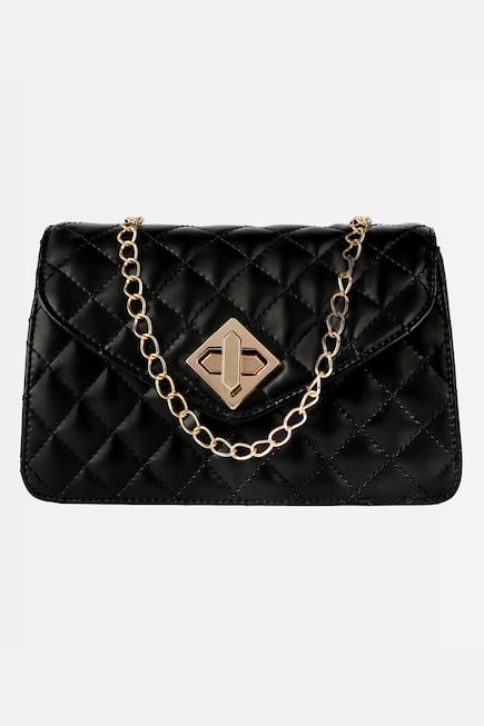 Quilted Flap Clutch with Sling