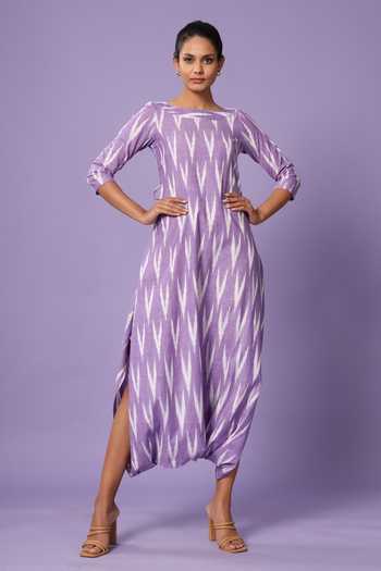 Purple Ikat Dhoti Jumpsuit