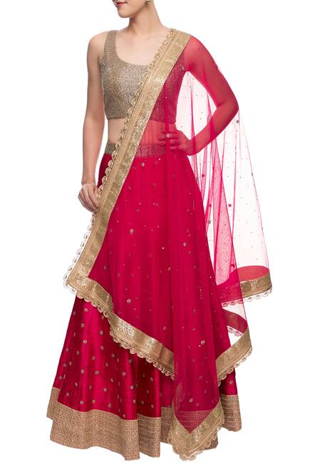 pink gold lehenga