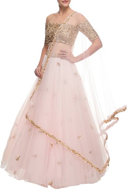 pink gold lehenga