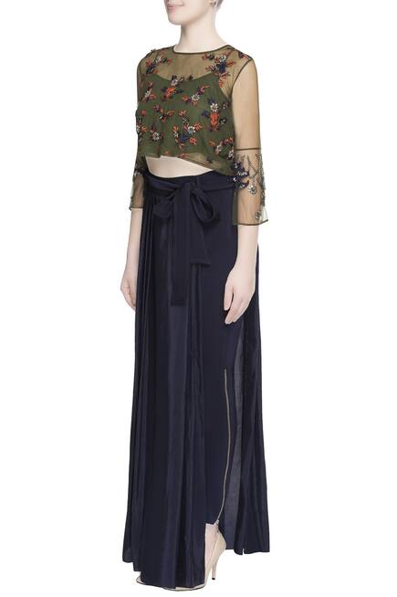 formal pants with attached skirt