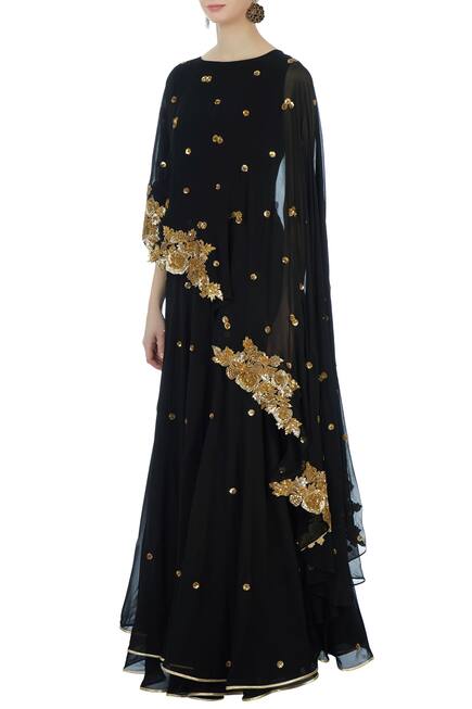 Buy Embroidered Cape Anarkali by Aksh at Aza Fashions