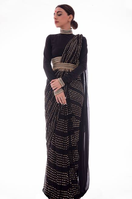 Pre-draped Embellished Saree Set