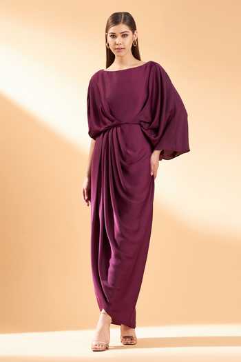 Bleached Denim/Mulberry Purple Satin Crepe