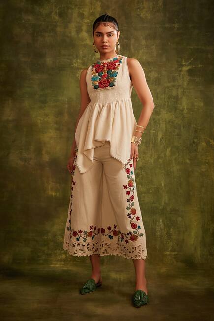 Embroidered Cutwork Pant