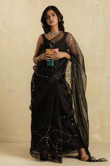 Organza Embroidered Saree with Blouse