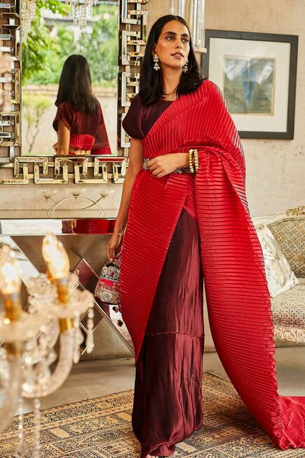 Pleated Saree Gown with Blouse
