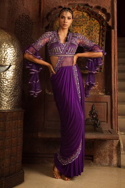Embroidered Saree Gown