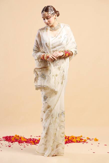 Embellished Organza Saree With Blouse