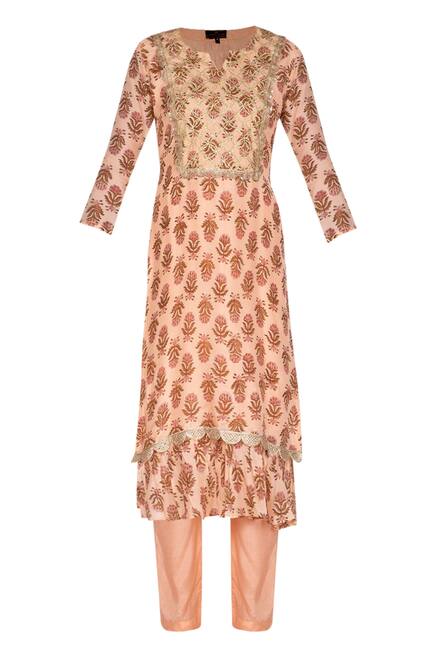 Buy Block Print Kurta Set by Yuvrani Jaipur at Aza Fashions