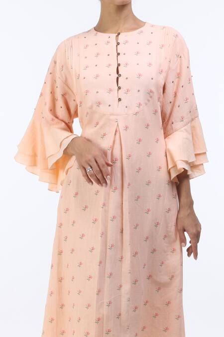 Nikasha Pink Round Floral Print Midi Dress Online at Aza Fashions Nikasha_Pink Round Floral Print Midi Dress _Online_at_Aza_Fashions