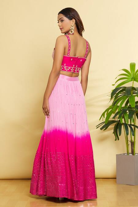 Samyukta Singhania Ombre Pleated Georgette Lehenga Set 