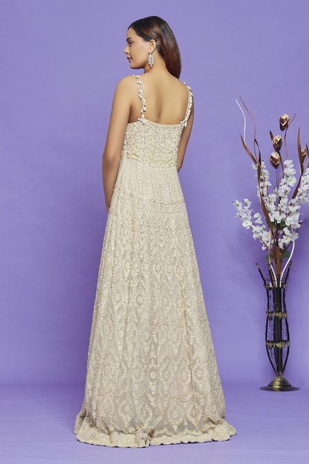 Neha Mehta Couture Floral Embroidered Anarkali With Dupatta 