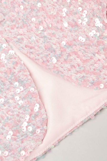 Byb Premium Pink Cotton, Velour Sequins Embroidered Jacket Online at Aza Fashions Byb Premium_Pink Cotton, Velour Sequins Embroidered Jacket_Online_at_Aza_Fashions
