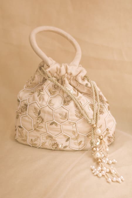 Around Always Honeycomb Geometric Embroidered Potli 