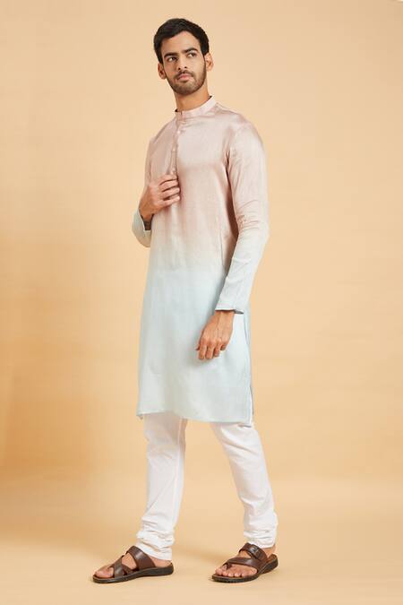 Buy Hilo Design Blue Cotton, Silk, Lycra Glidden Ombre Kurta Set Online at Aza Fashions Buy_Hilo Design_Blue Cotton, Silk, Lycra Glidden Ombre Kurta Set _Online_at_Aza_Fashions