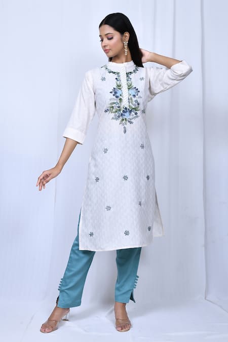 Buy Arihant Rai Sinha Cream Thread Embroidered Kurta And Pant Set at Aza Fashions Buy_Arihant Rai Sinha_Cream Thread Embroidered Kurta And Pant Set_at_Aza_Fashions