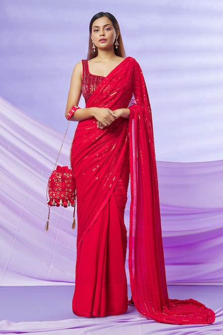 Red Color Wedding Wear Beautiful Saree – Amrutamfab