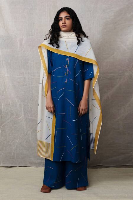 Banana Labs White Cotton Print Sprinkle Dupatta