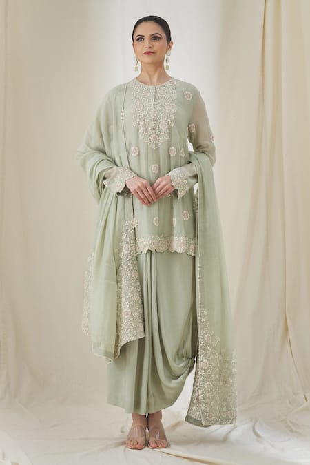 Anamika Khanna Floral Embroidered Tunic Skirt Set 