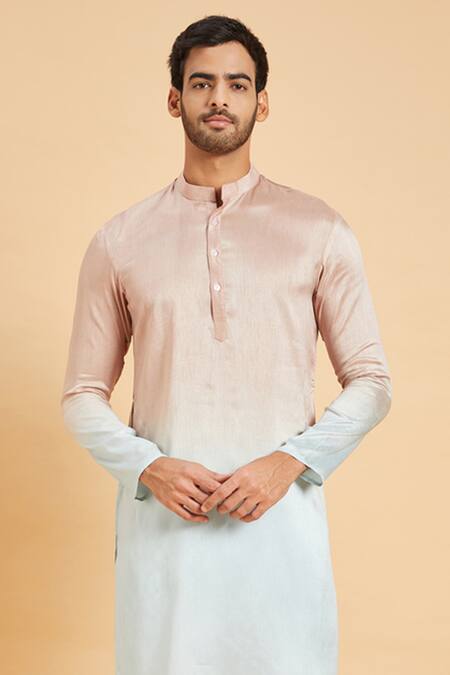 Buy Hilo Design Blue Cotton, Silk, Lycra Glidden Ombre Kurta Set Buy_Hilo Design_Blue Cotton, Silk, Lycra Glidden Ombre Kurta Set