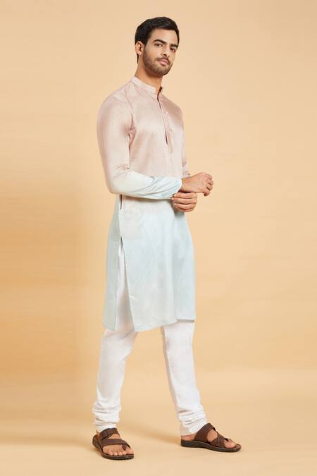 Shop Hilo Design Blue Cotton, Silk, Lycra Glidden Ombre Kurta Set Online at Aza Fashions Shop_Hilo Design_Blue Cotton, Silk, Lycra Glidden Ombre Kurta Set _Online_at_Aza_Fashions