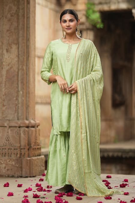 Sagaa by Vanita Silk Embroidered Kurta set 