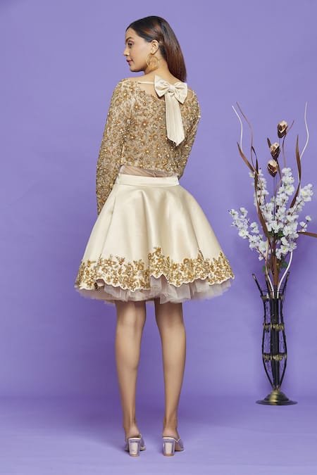 Neha Mehta Couture Embroidered Blouse & Short Lehenga Set 