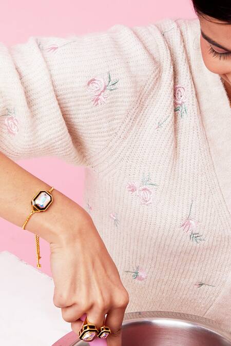 Isharya White Enamel Meraki Bracelet