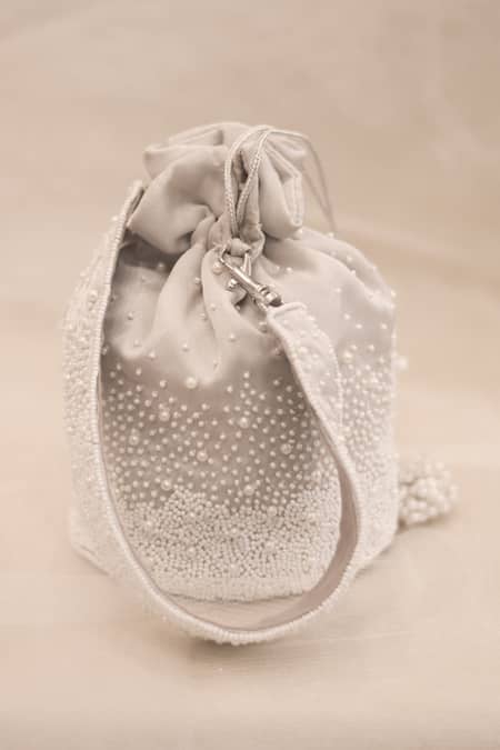 Around Always Oyster Ornate Embroidered Potli 