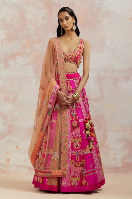 AUM by Asit and Ashima Silk Lehenga Set 