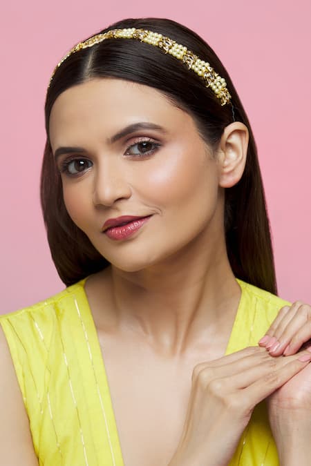 Shop Kiara Gold Plated Crystal Embellished Mathapatti Online at Aza Fashions Shop_Kiara_Gold Plated Crystal Embellished Mathapatti_Online_at_Aza_Fashions