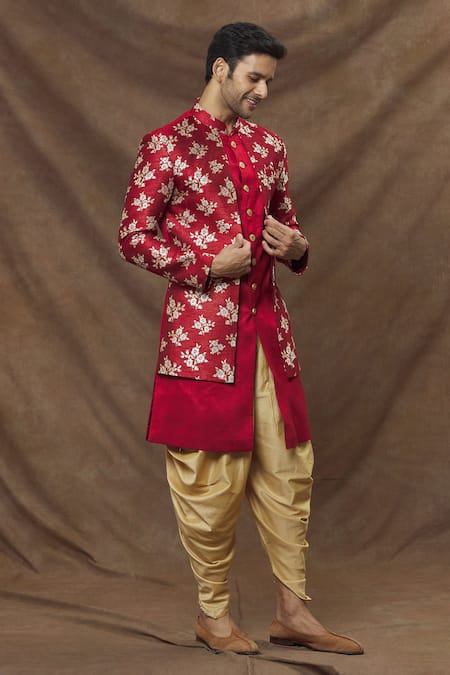 Arihant Rai Sinha Overlapped Flower Pattern Sherwani Set 