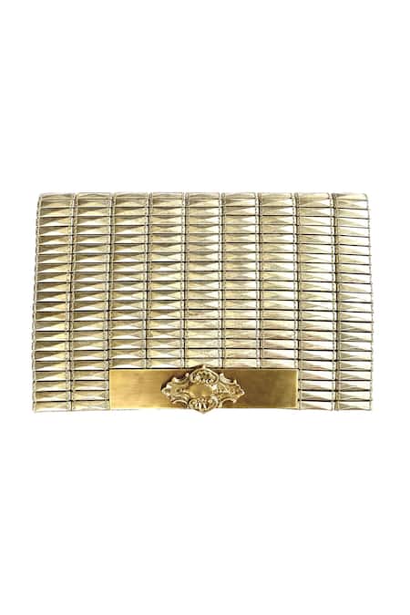 Kokommo Metallica Linear Hand Embroidered Clutch