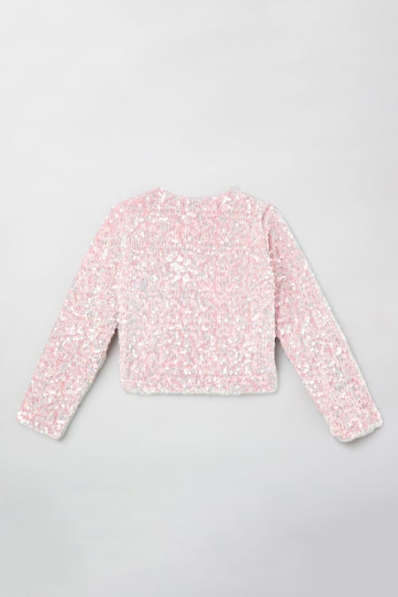 Shop Byb Premium Pink Cotton, Velour Sequins Embroidered Jacket at Aza Fashions Shop_Byb Premium_Pink Cotton, Velour Sequins Embroidered Jacket_at_Aza_Fashions