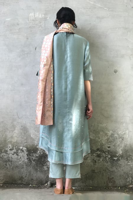 Shop I Am Design Gold Silk Round Embroidered Kurta Set at Aza Fashions Shop_I Am Design_Gold Silk Round Embroidered Kurta Set _at_Aza_Fashions