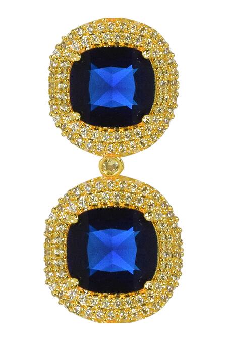 Tizora Tiered Stone Studded Drop Earrings 