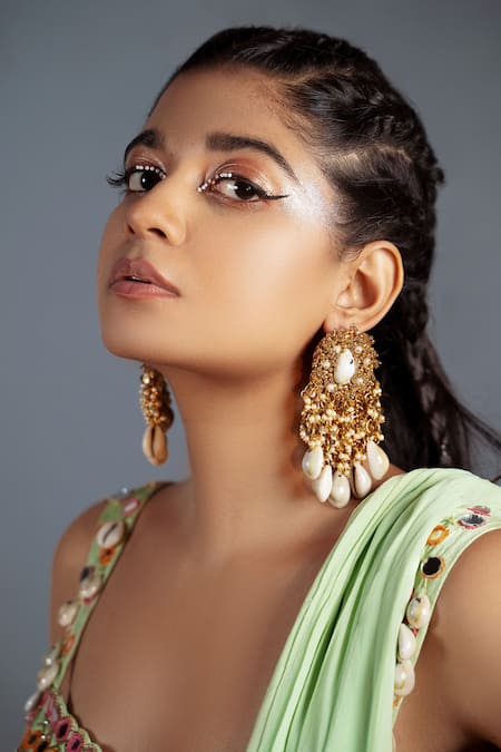 Kanyaadhan By Dhirajaayushi Pearl Embellished Dangler Earrings 